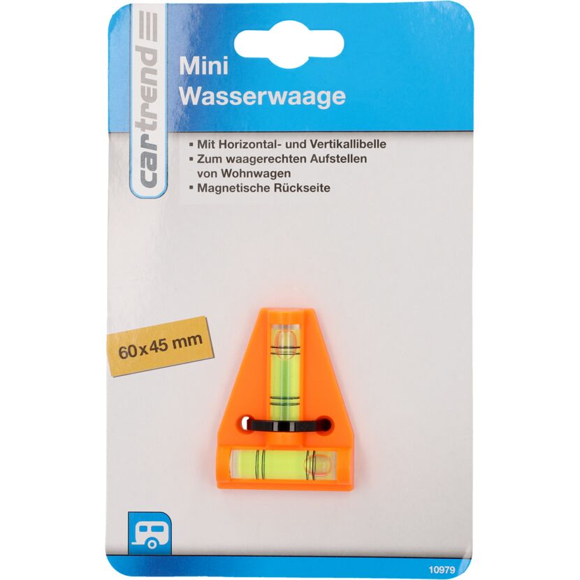 Mini-Wasserwaage mit zwei Libellen orange 58 x 43 mm