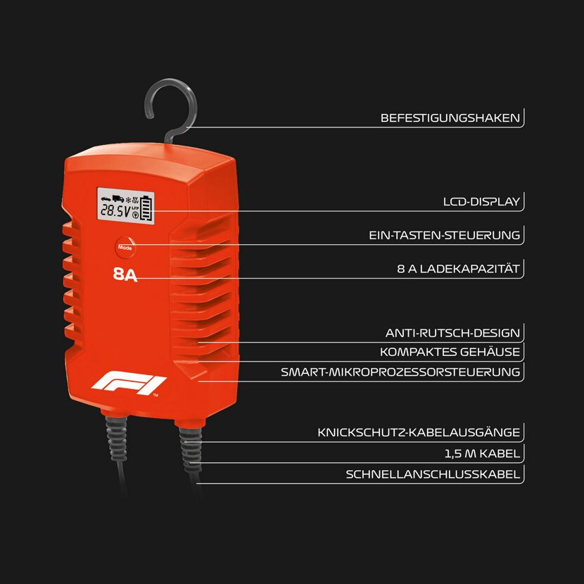 Rotes Batterieladegerät von Ferrari