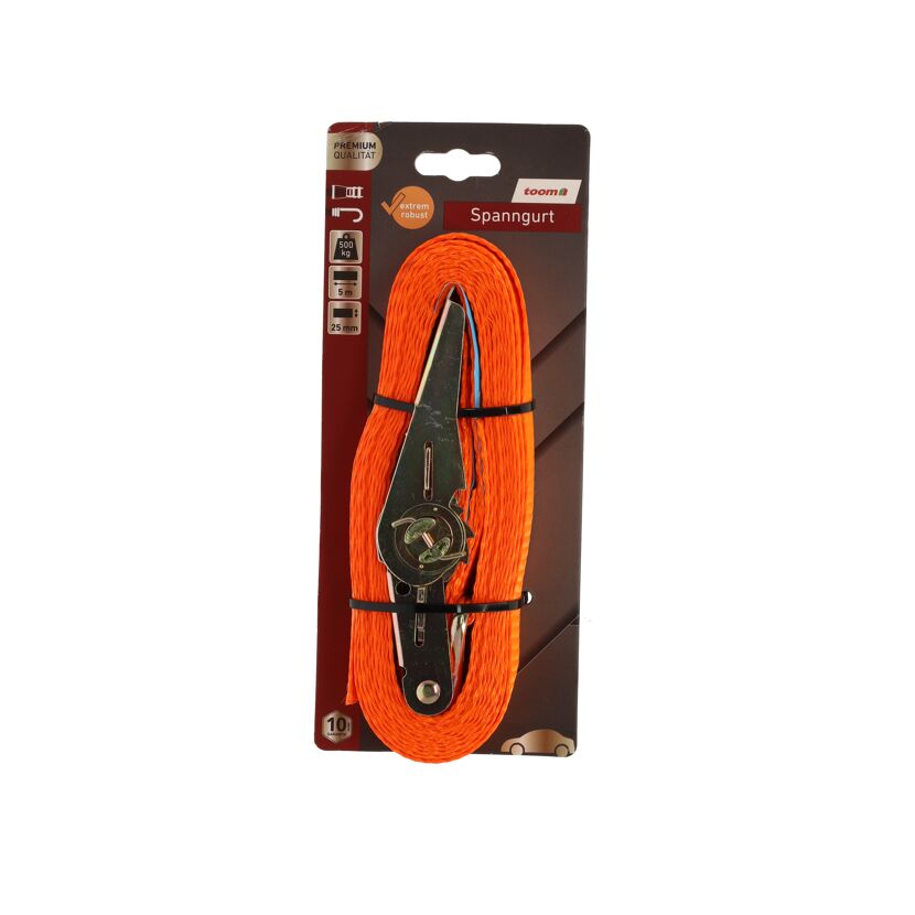 Oranger Spanngurt mit Ratsche, 5 m, 500 kg