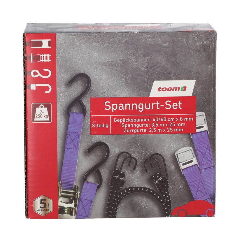 Spanngurt-Set 8-teilig, 7-250 kg, toom