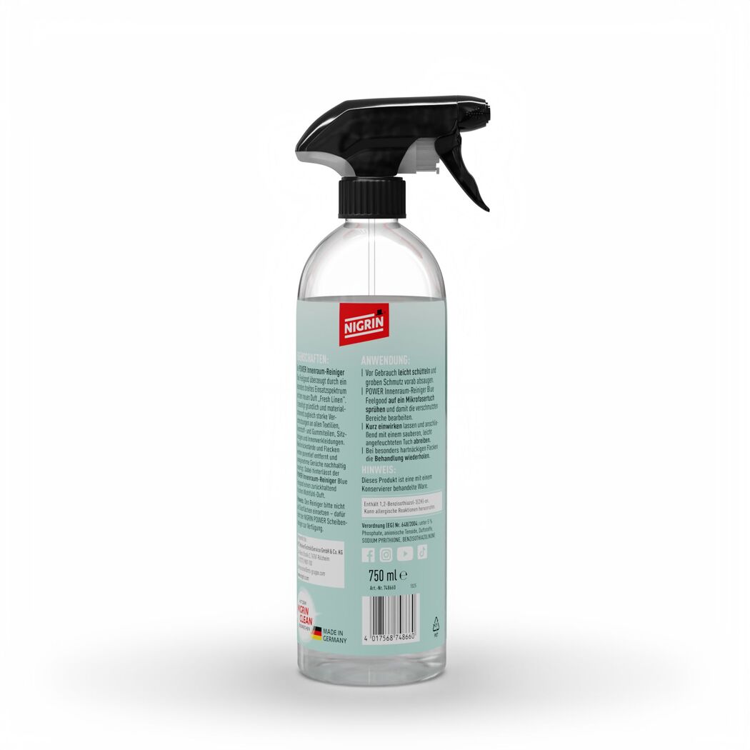 NIGRIN Auto-Innenreiniger 'Power' in transparenter Sprühflasche.
