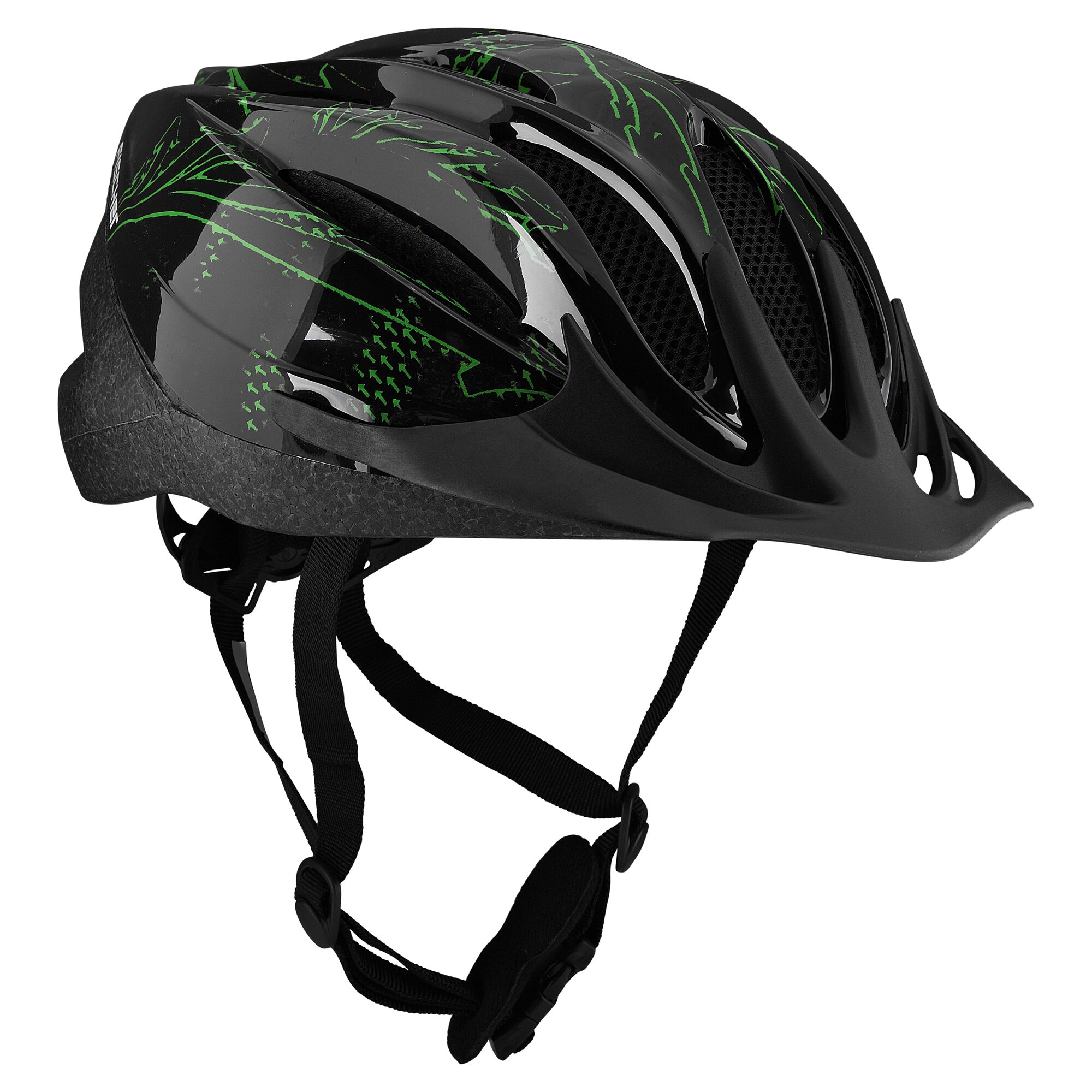 Schwarzer Fahrradhelm ARROW mit grünen Akzenten