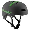 Schwarzer Fischer Fahrradhelm mit grünen Farbspritzern