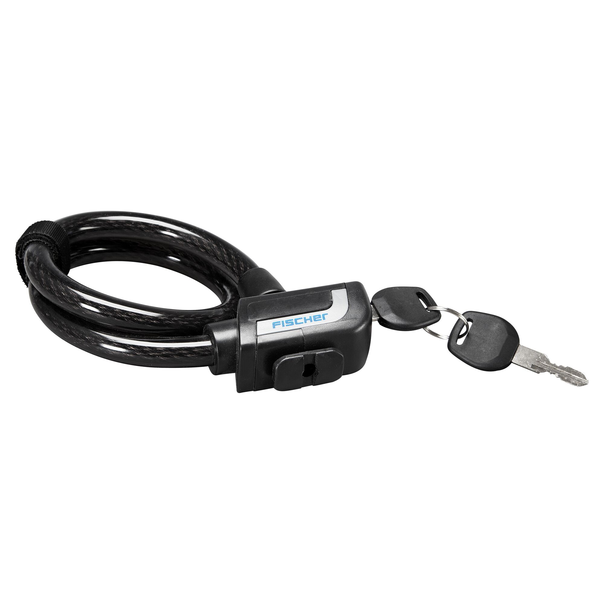 Schwarzes Fahrradschloss mit zwei Schlüsseln