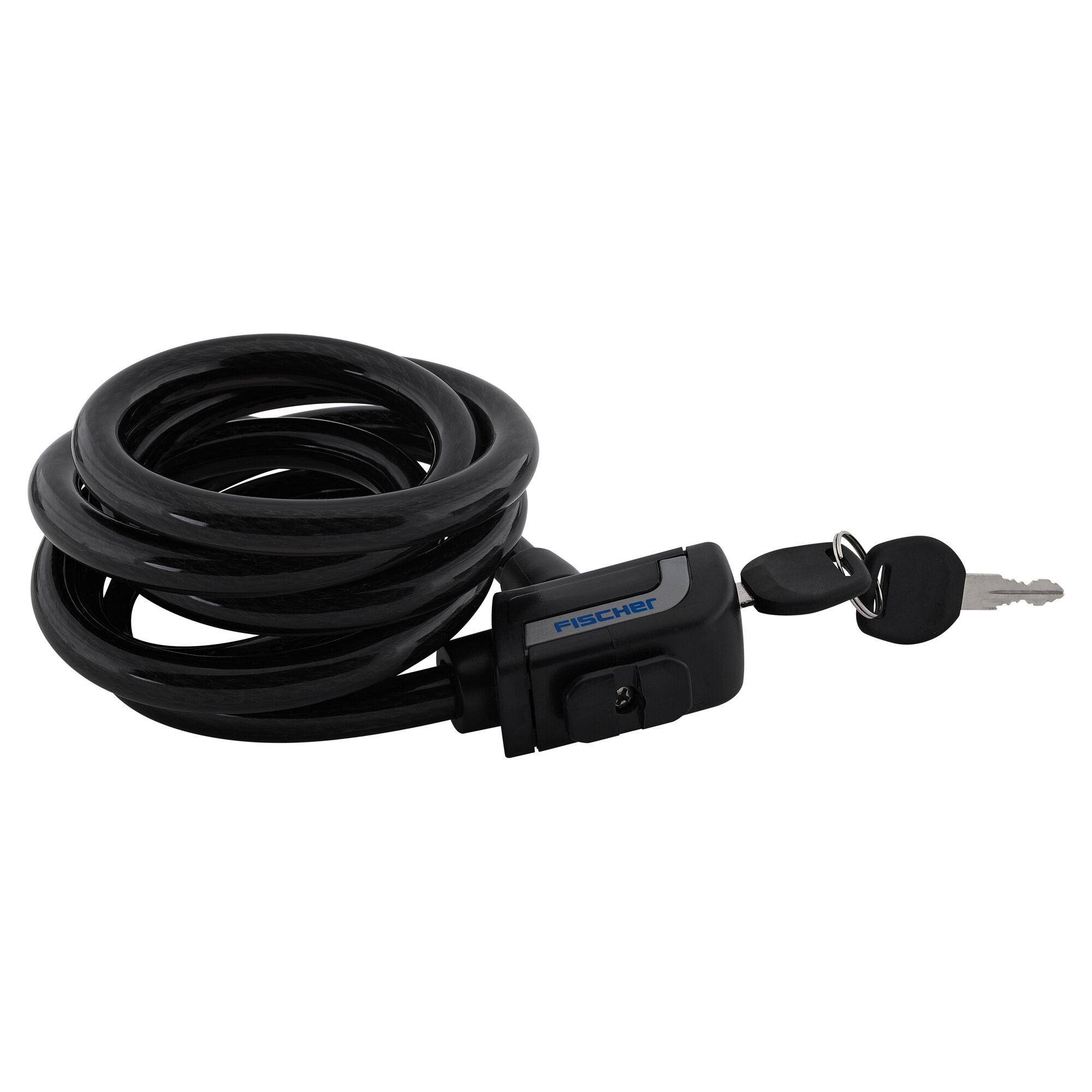 Schwarzes Spiralschloss mit Schlüssel