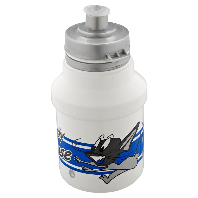 Weiße Trinkflasche mit Speedy Maus Motiv