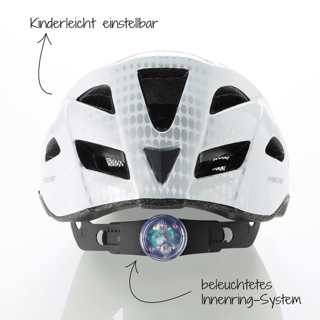 Weißer Fahrradhelm Fischer Urban Lano mit Beleuchtung