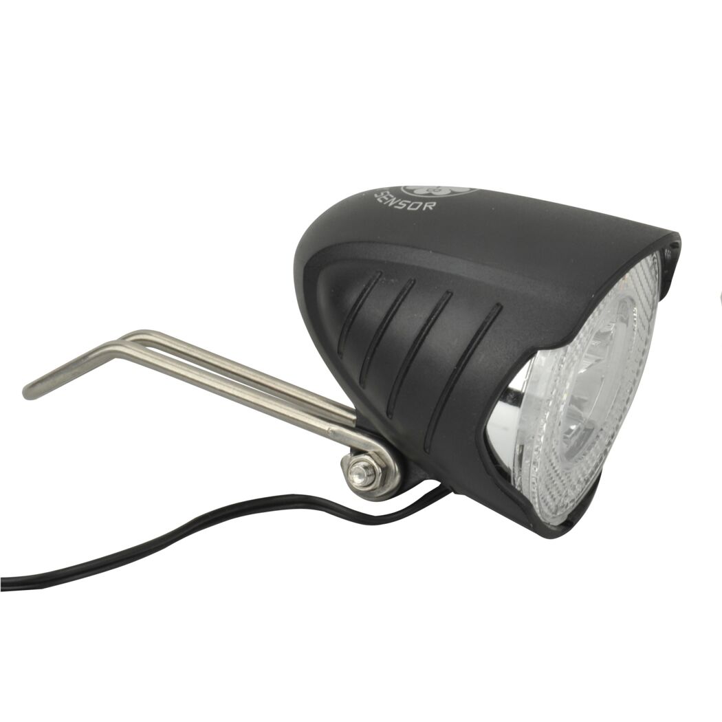 Schwarzer LED Dynamo-Scheinwerfer mit Sensor