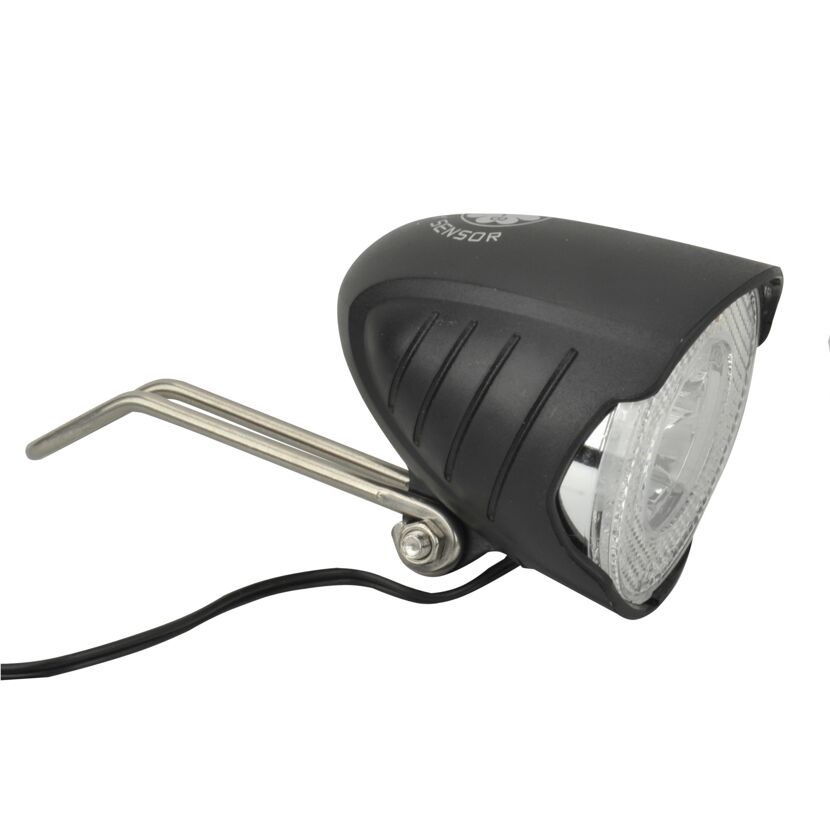 Schwarzer LED Dynamo-Scheinwerfer mit Sensor