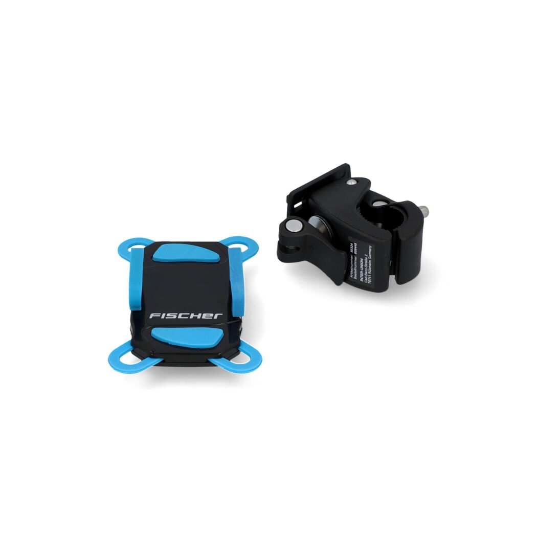 Schwarzer Fischer Smartphonehalter mit blauer Halterung