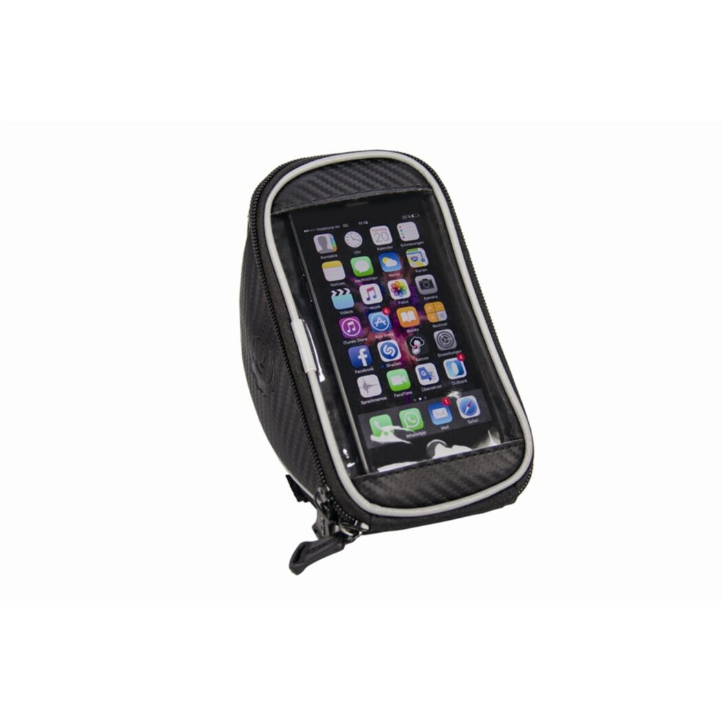 Schwarze Lenkertasche mit Smartphonefach