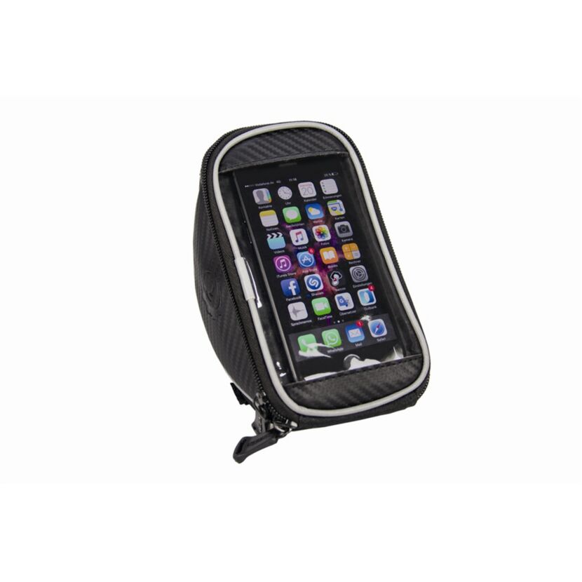 Schwarze Lenkertasche mit Smartphonefach