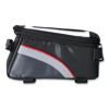 Schwarze Fahrradtasche mit grau-roten Details