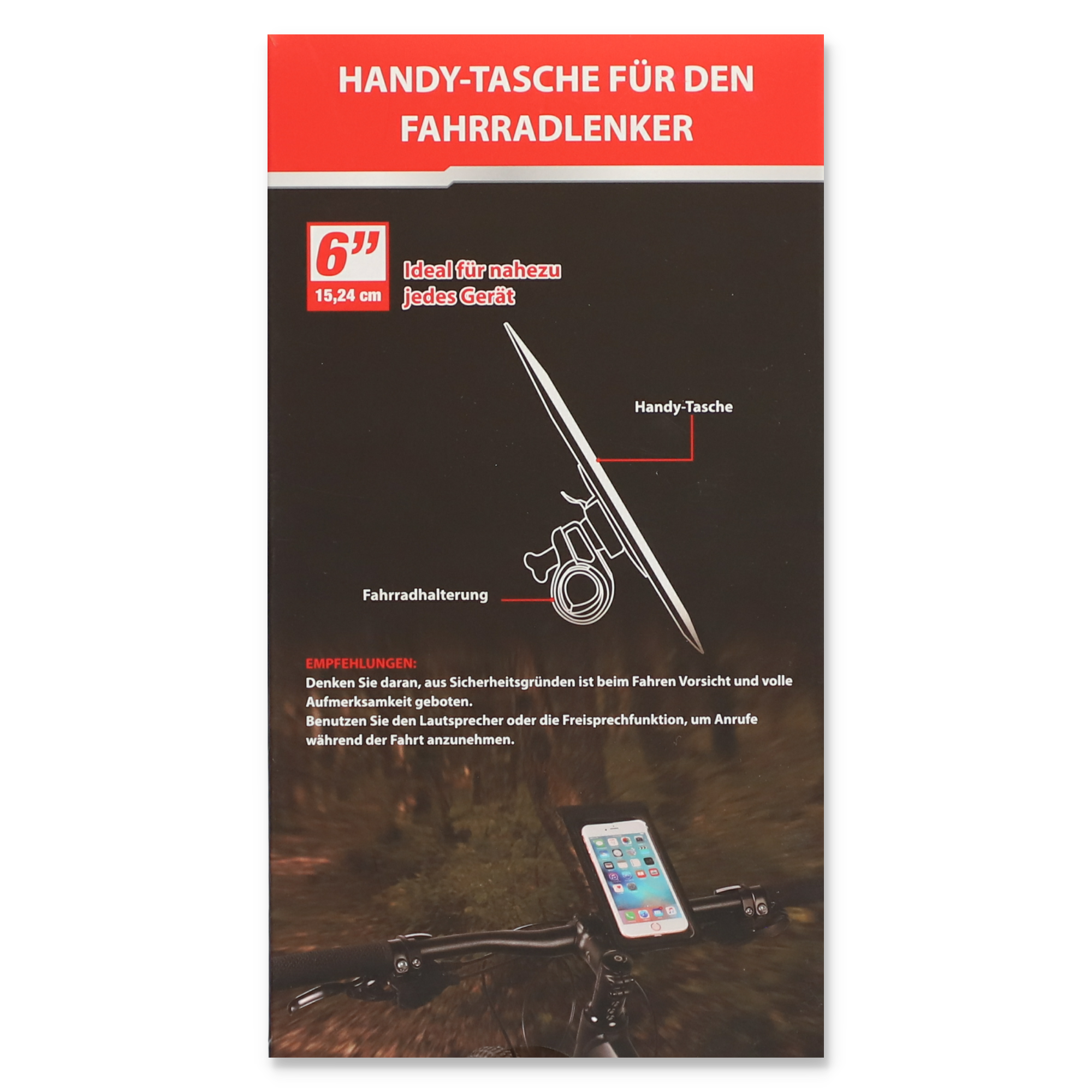 Handy-Fahrradtasche schwarz 21 x 11,5 cm + product picture