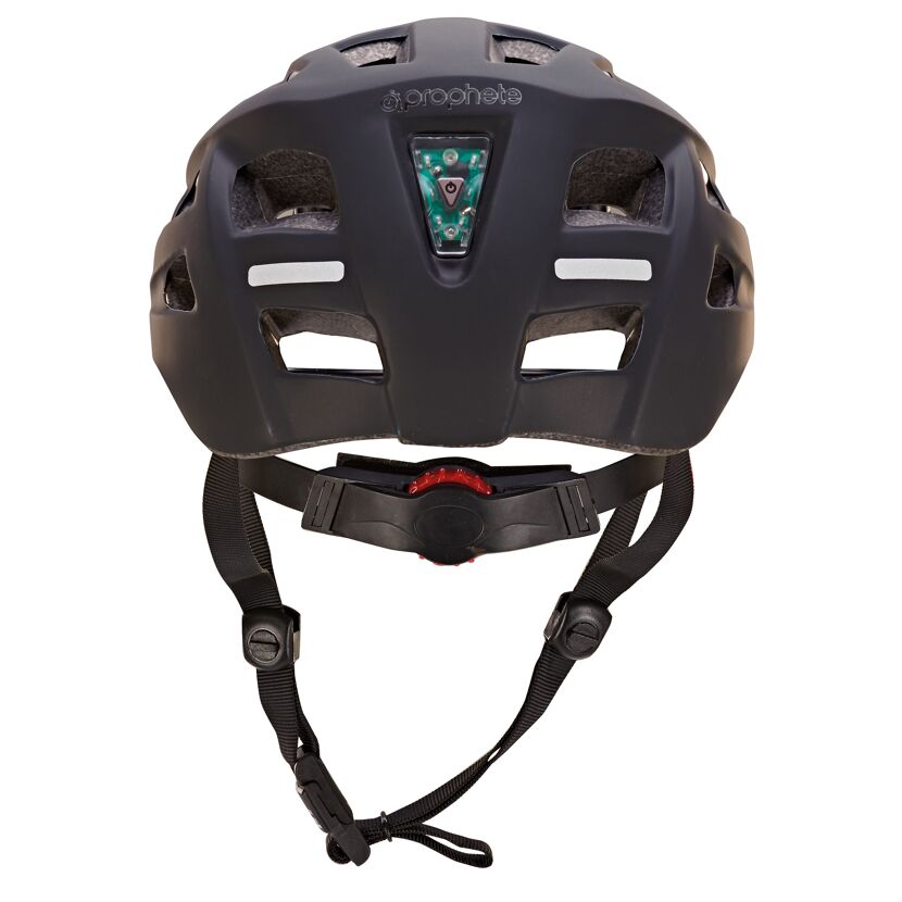 Schwarzer Fahrradhelm mit rotem Verstellrad