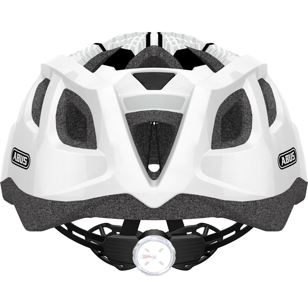 Weißer Fahrradhelm ABUS mit Rücklicht
