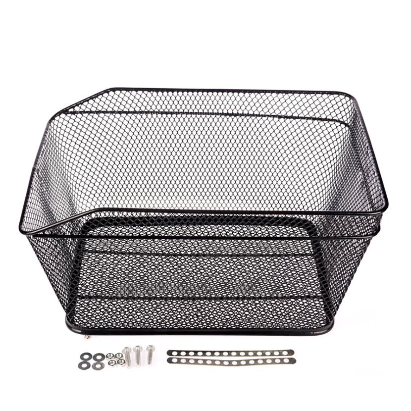 Schwarzer Gepäckträgerkorb aus Metallgitter