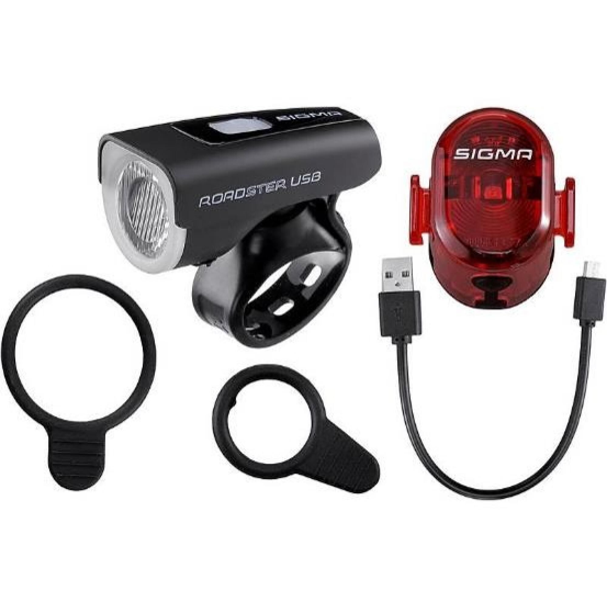 SIGMA Roadster USB Fahrradbeleuchtungsset mit Ladekabel