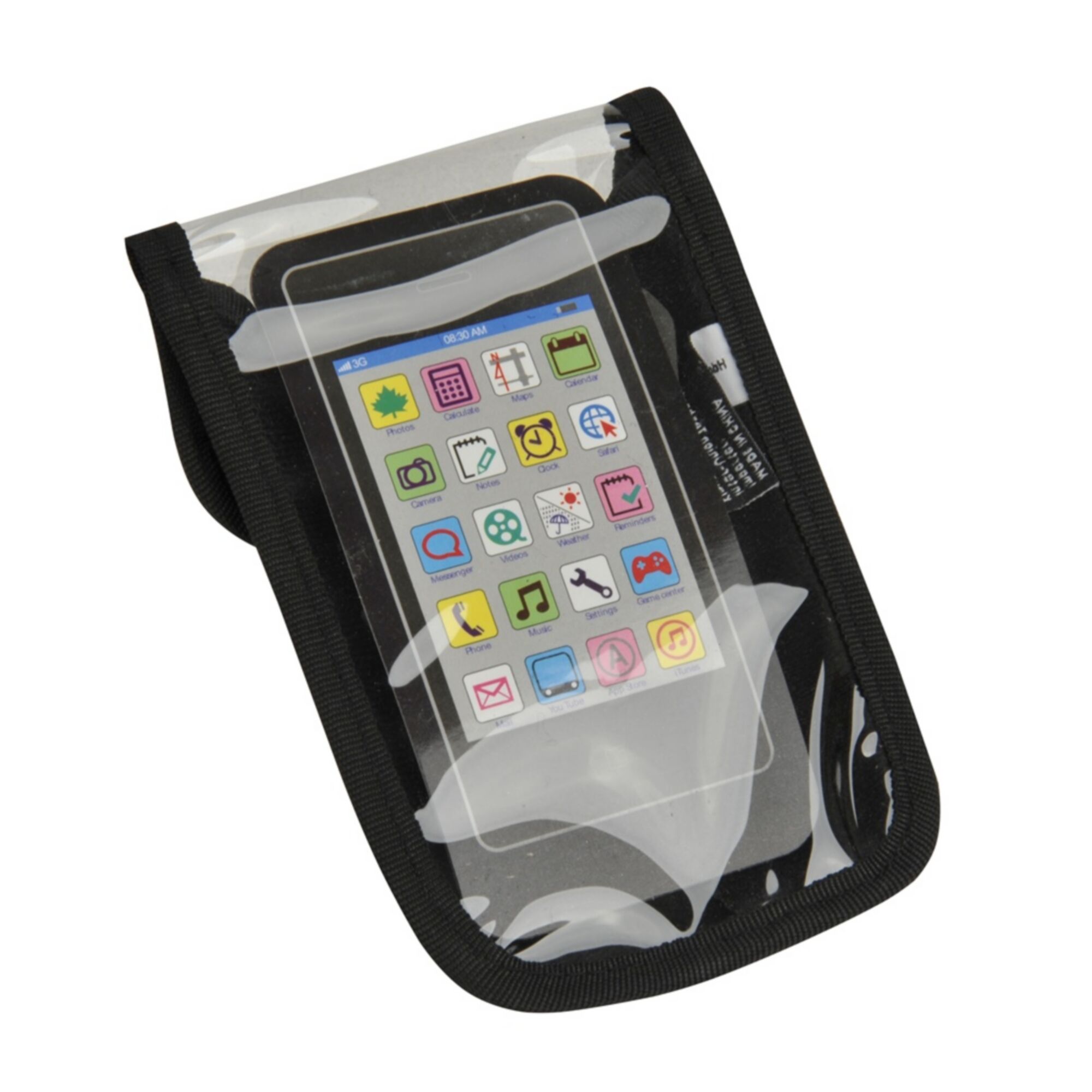 Schwarze Handytasche mit durchsichtiger Schutzhülle