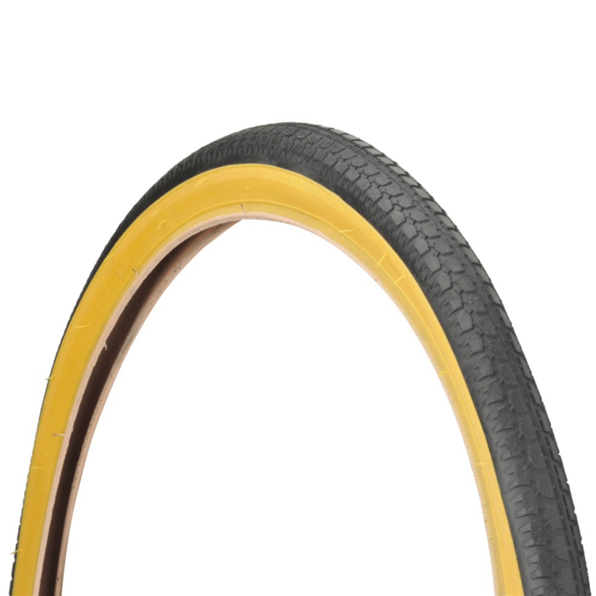 Schwarzer Fahrradreifen mit gelben Seitenwänden