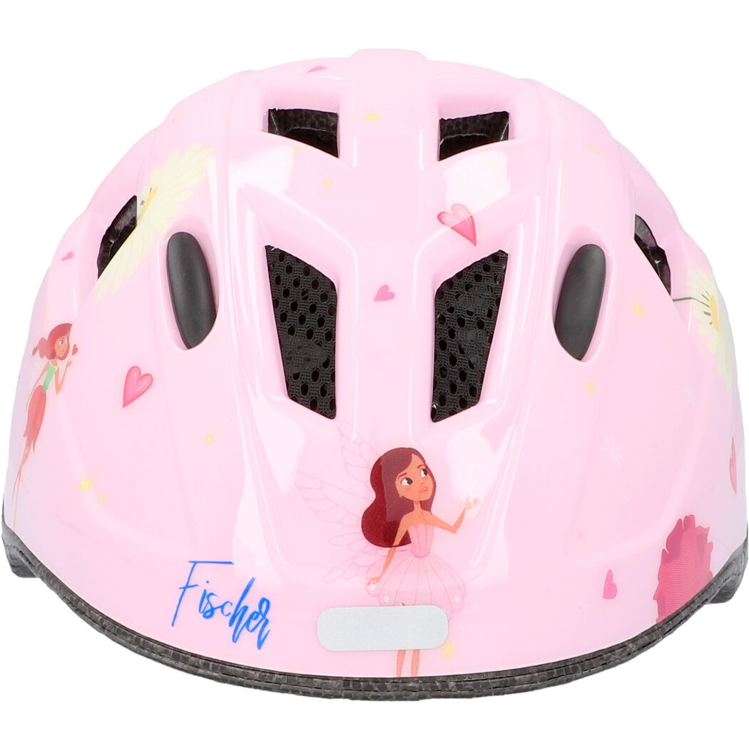 Pinker Fahrradhelm mit Feen-Motiv.