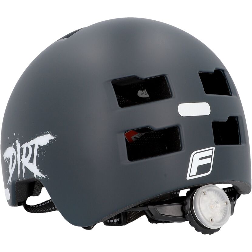 Dunkelgrauer Fahrradhelm mit Rücklicht