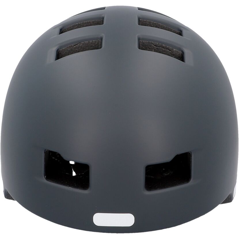 Dunkelgrauer Fahrradhelm von hinten
