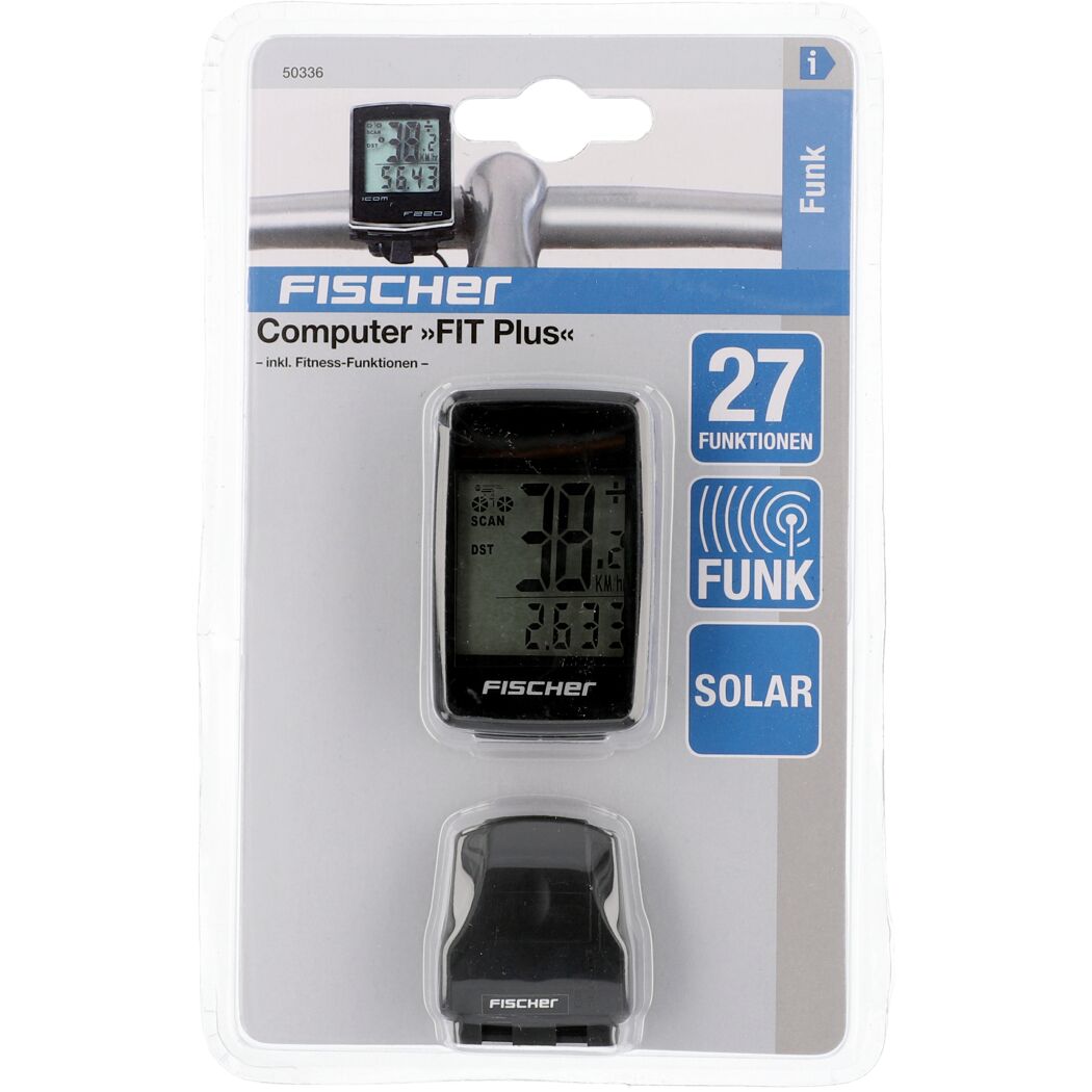 Fischer Fahrradcomputer FIT Plus, Funk, Solar, 27 Funktionen