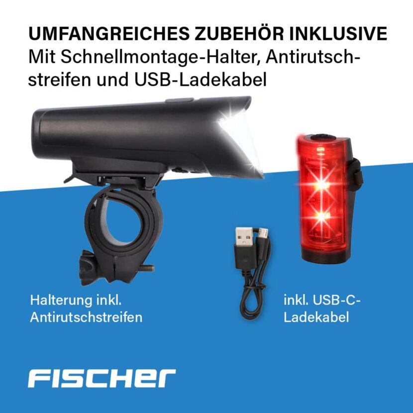LED-Beleuchtungsset Akku 45 Lux mit USB-C und Halterung