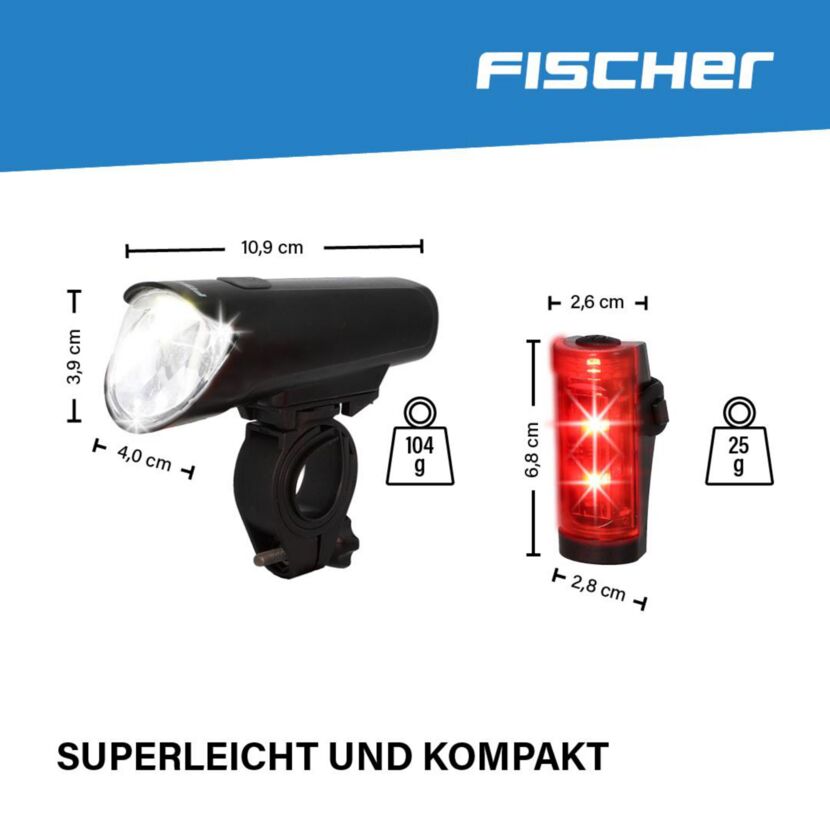 LED-Beleuchtungsset Akku 45 Lux mit USB-C und Halterung
