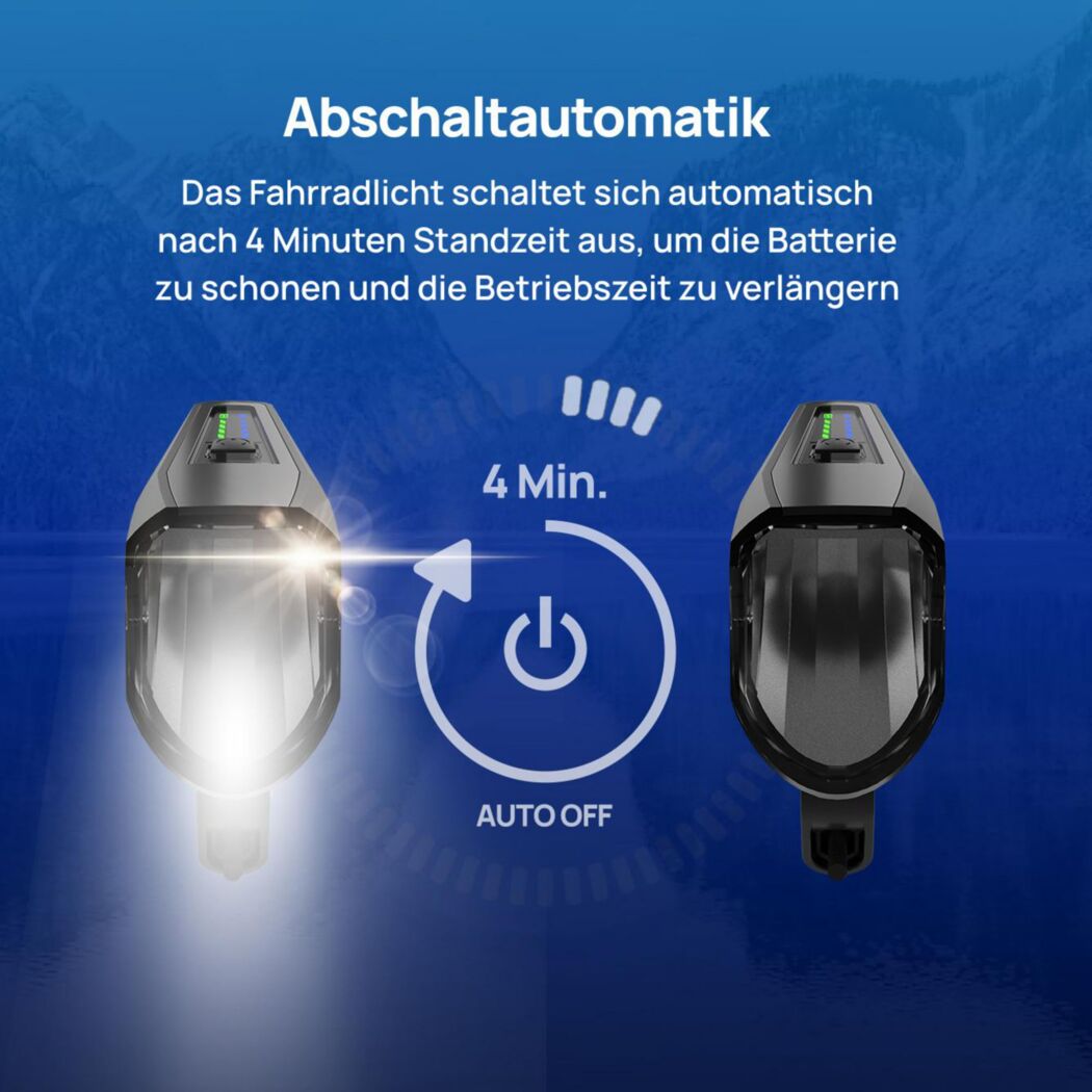 LED-Beleuchtungsset mit automatischer Abschaltung nach 4 Minuten Standzeit.