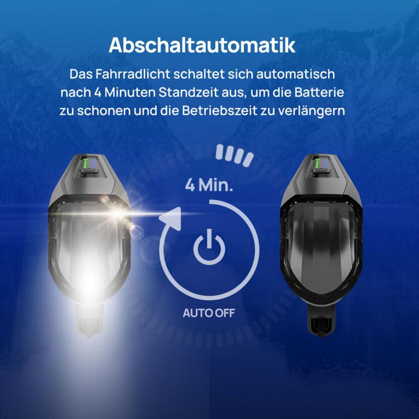 LED-Beleuchtungsset mit automatischer Abschaltung nach 4 Minuten Standzeit.