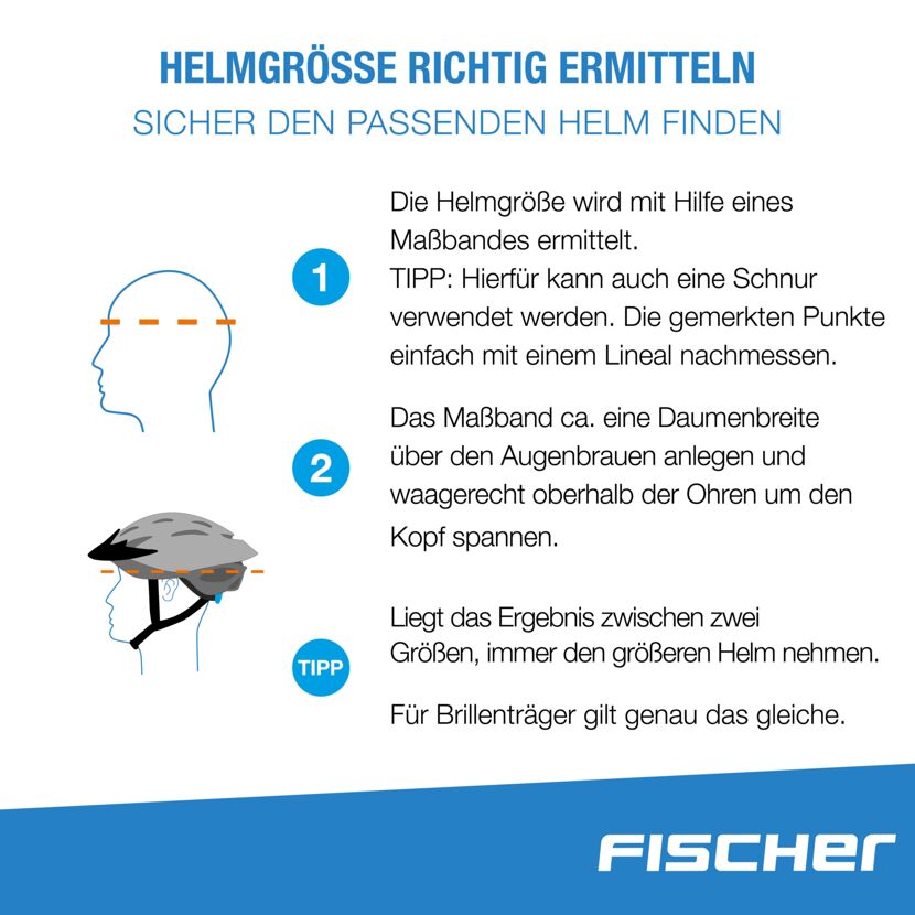 Kopf mit Maßband für Fahrradhelm vermessen
