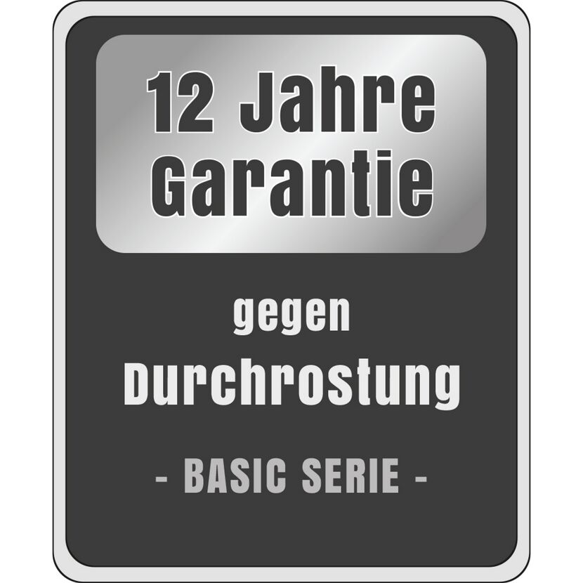 12 Jahre Garantie gegen Durchrostung. Basic Serie.