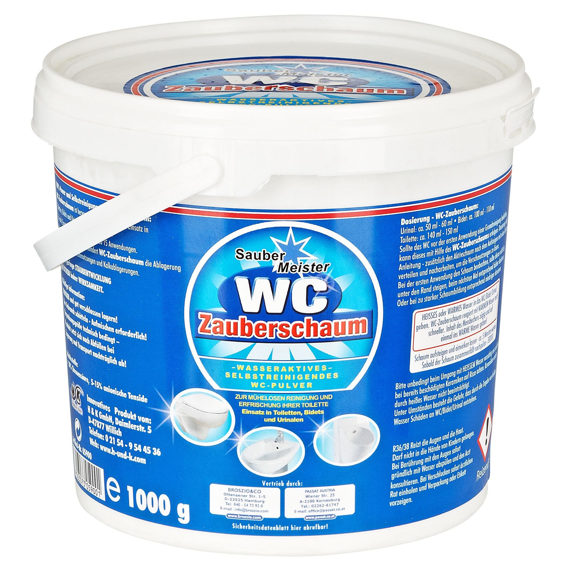 Weißer Eimer WC Zauberschaum