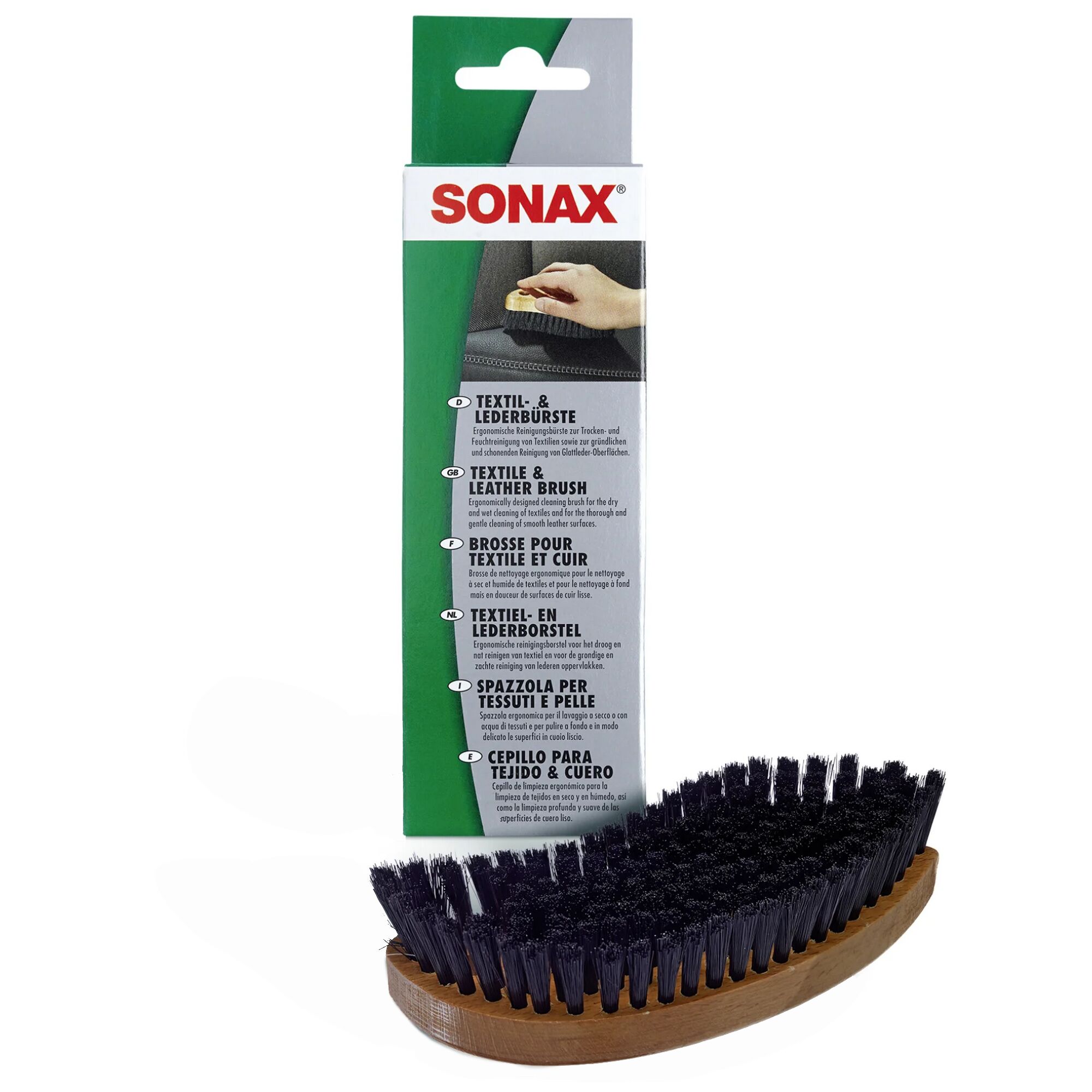 Sonax Textil- und Lederbürste mit Holzgriff