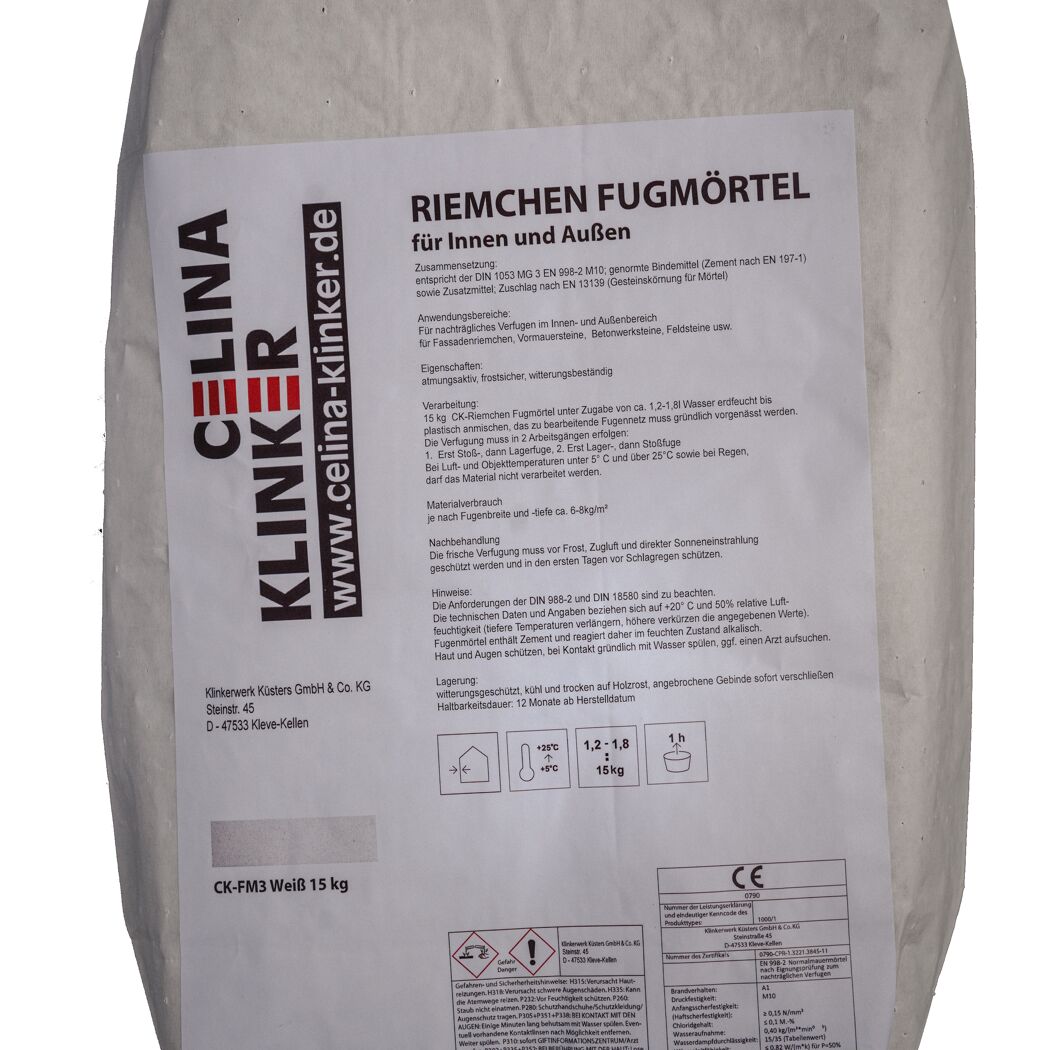 15 kg Sack weißer CELINA Riemchen Fugmörtel
