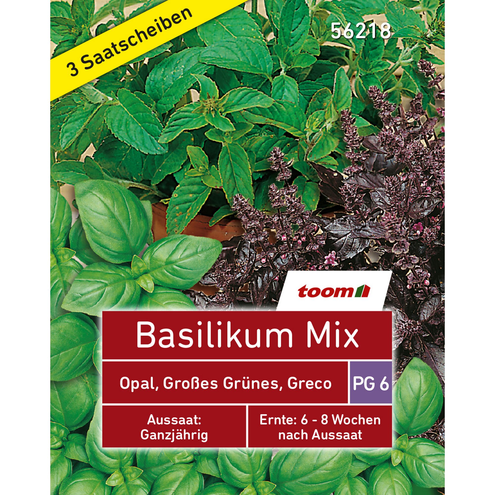 Basilikum Mix, drei Saatscheiben