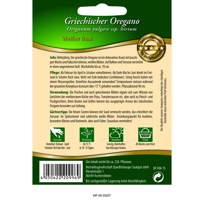 Premium Griechischer Oregano 'Weißer Dost'