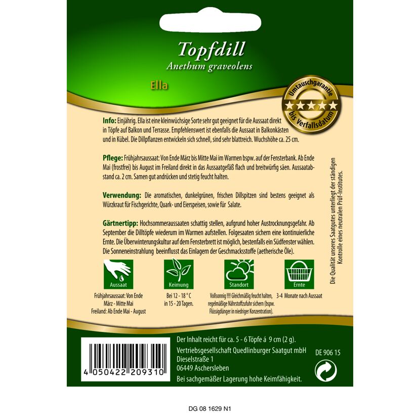 Topfdill Ella, Saattüte