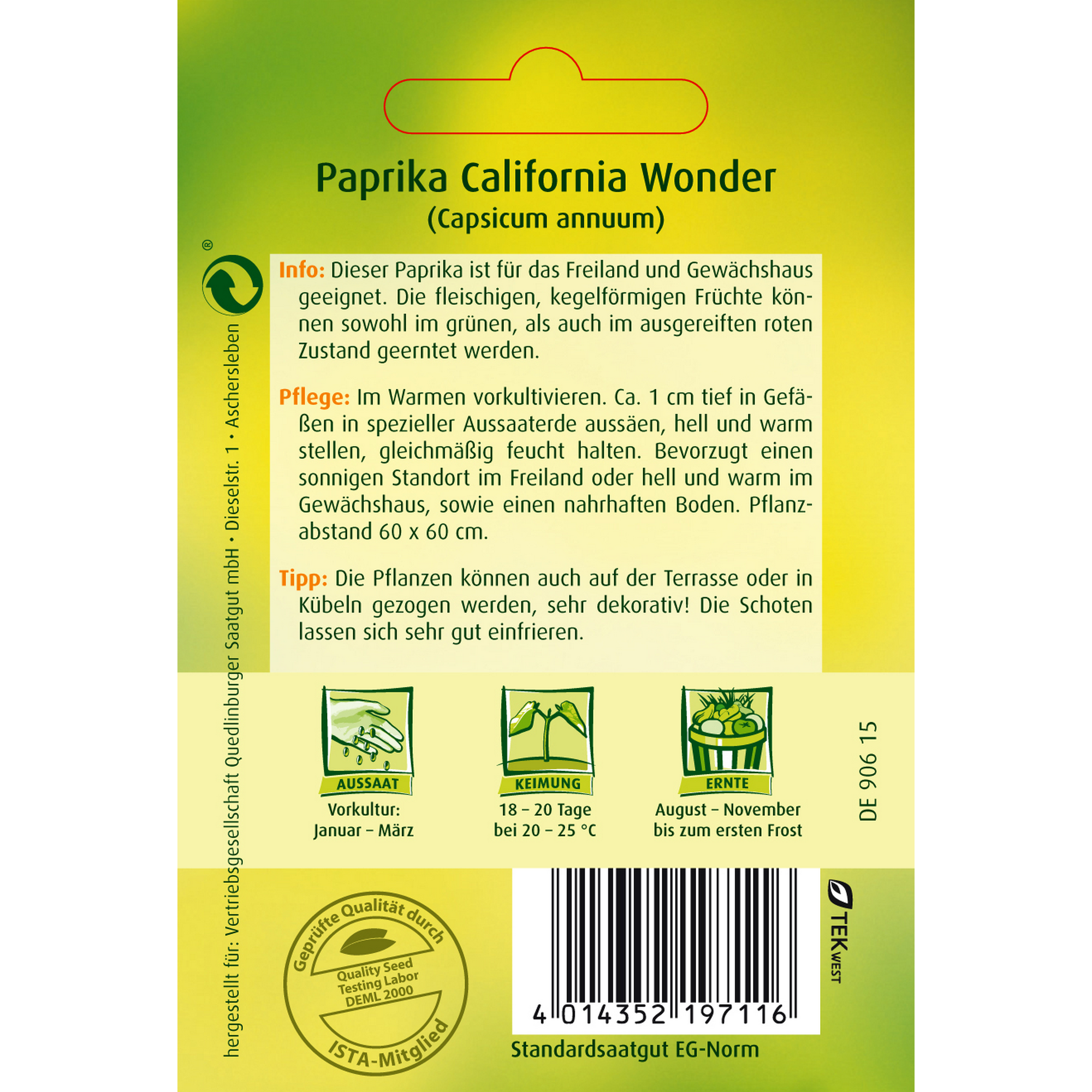 Paprika 'California Wonder' + product picture