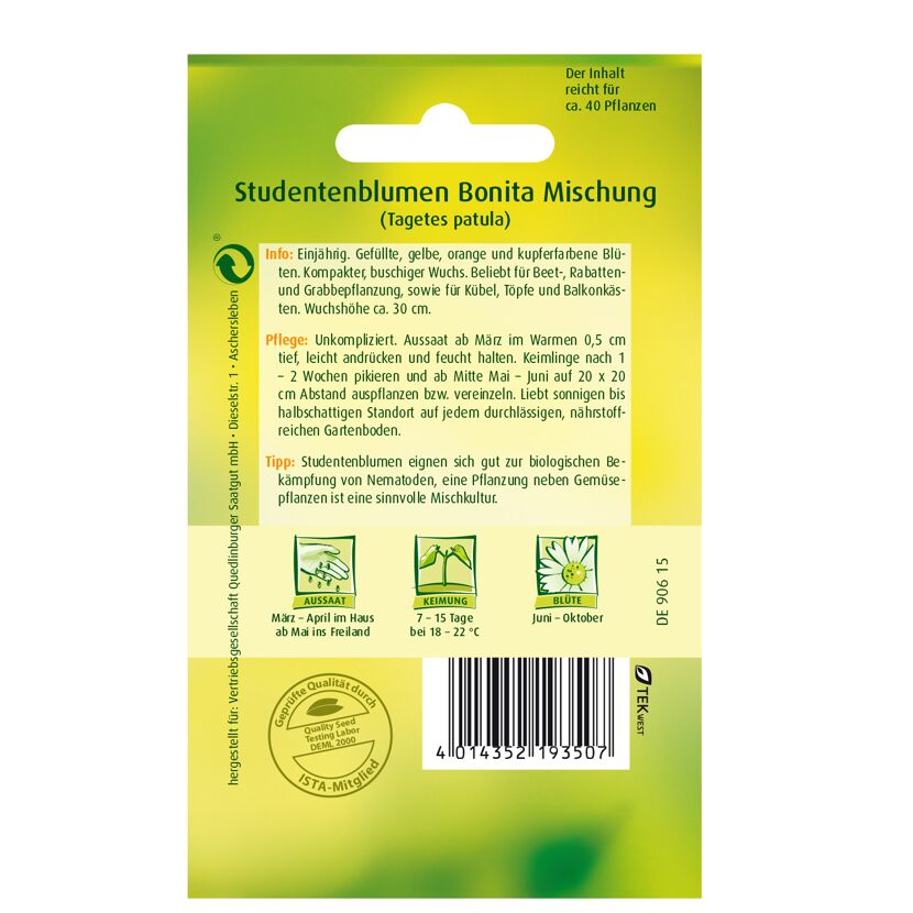Studentenblumen Bonita Mischung Samenpackung