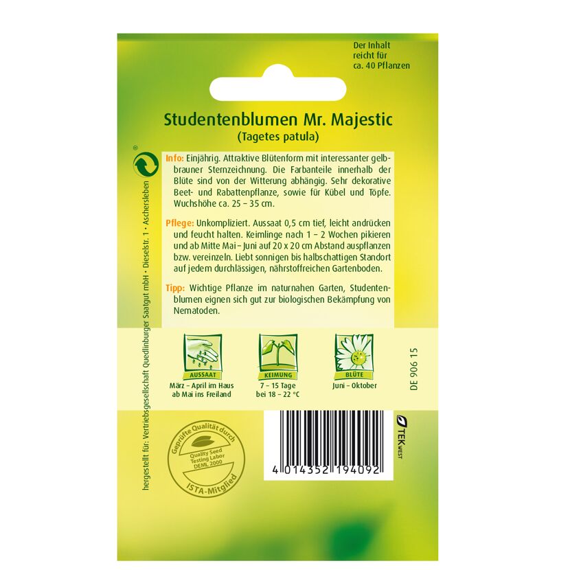 Samenpackung Studentenblumen Mr. Majestic