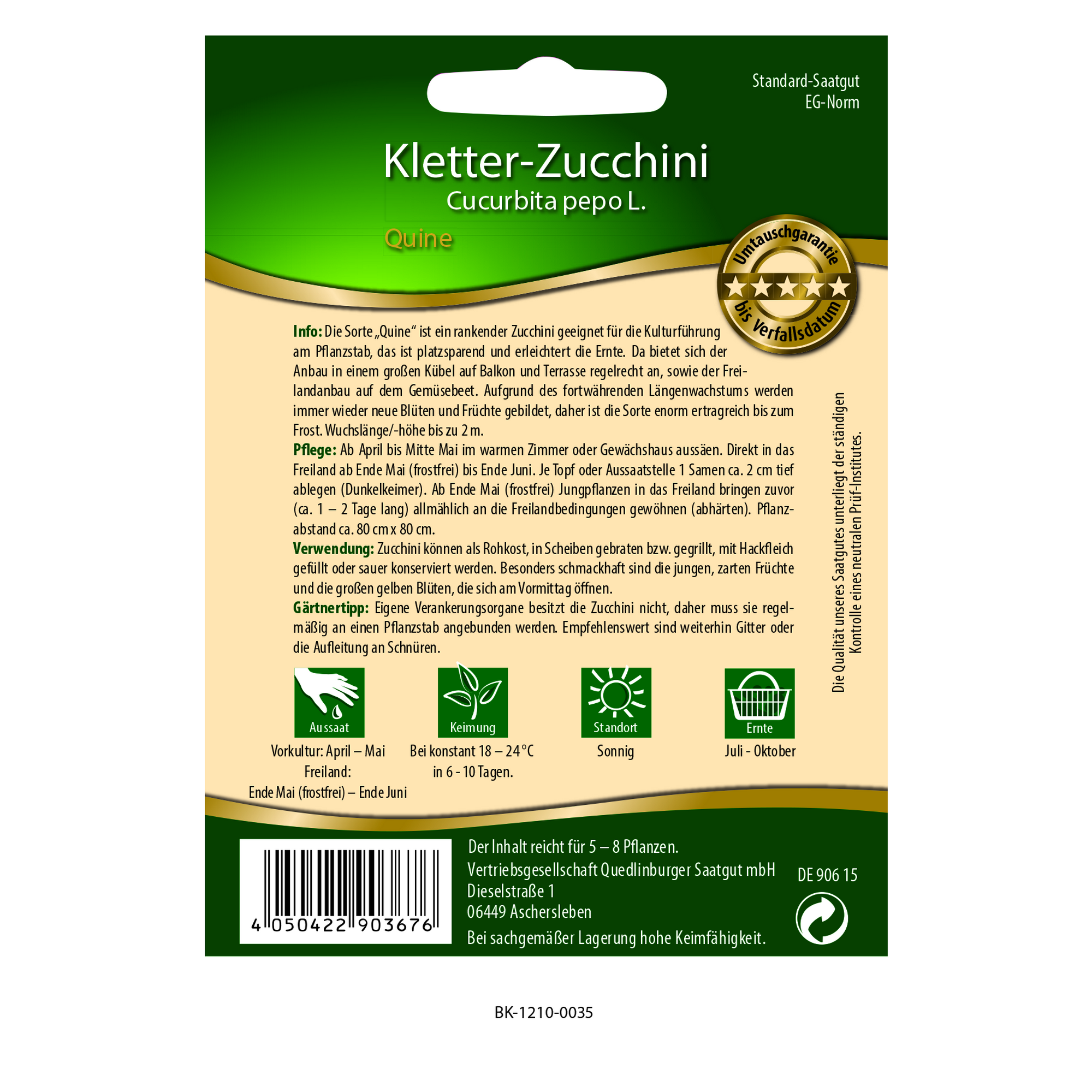 Premium Kletter-Zucchini 'Quine' + product picture