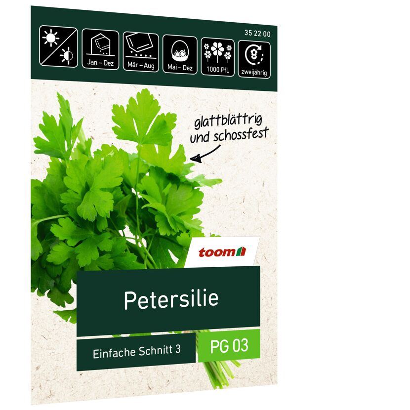 Petersilie, einfach Schnitt 3, glattblättrig und schossfest
