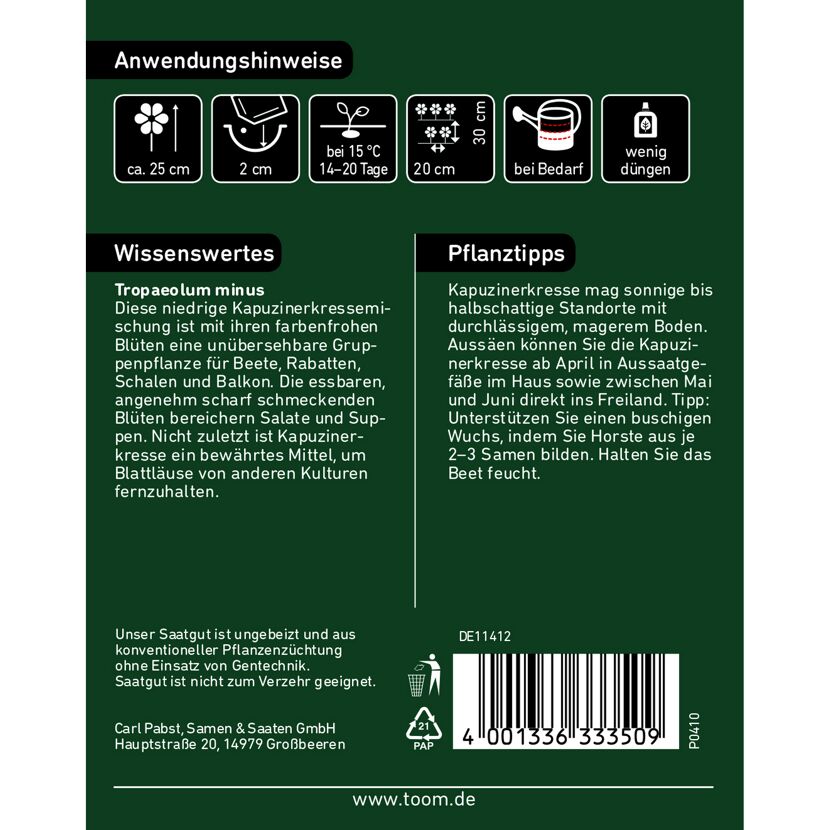 Kapuzinerkresse 'Niedrige Mischung'
