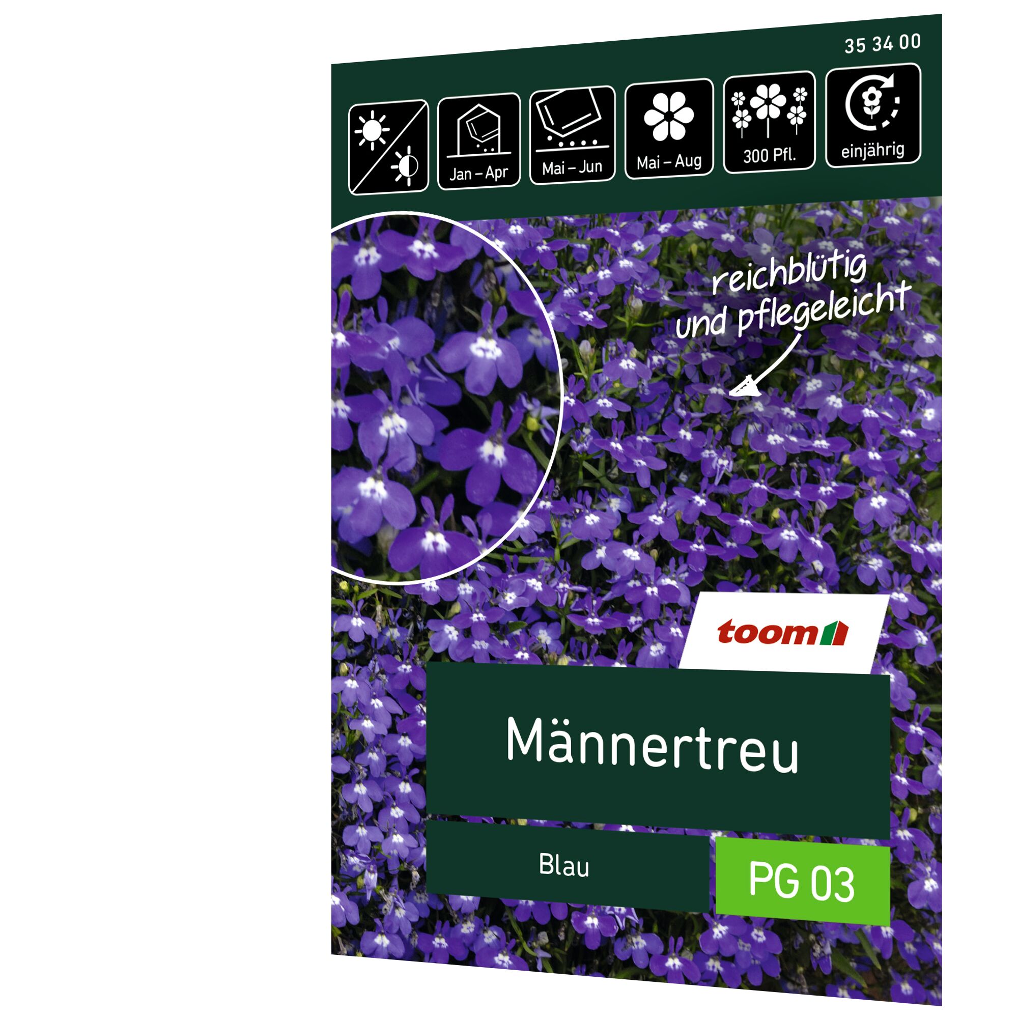 Männertreu blau, Samenpackung von toom