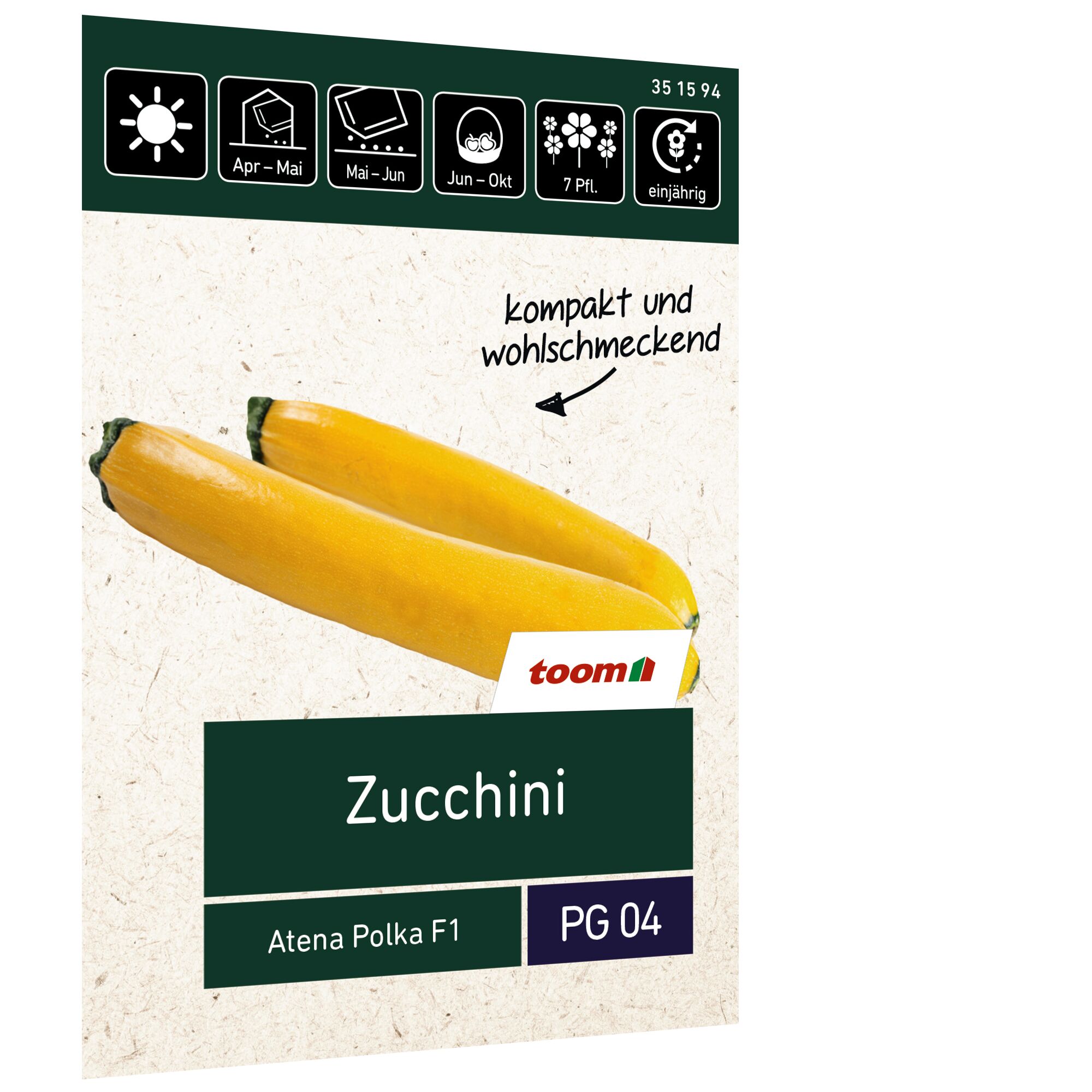 Gelbe Zucchini auf Saatgut Verpackung