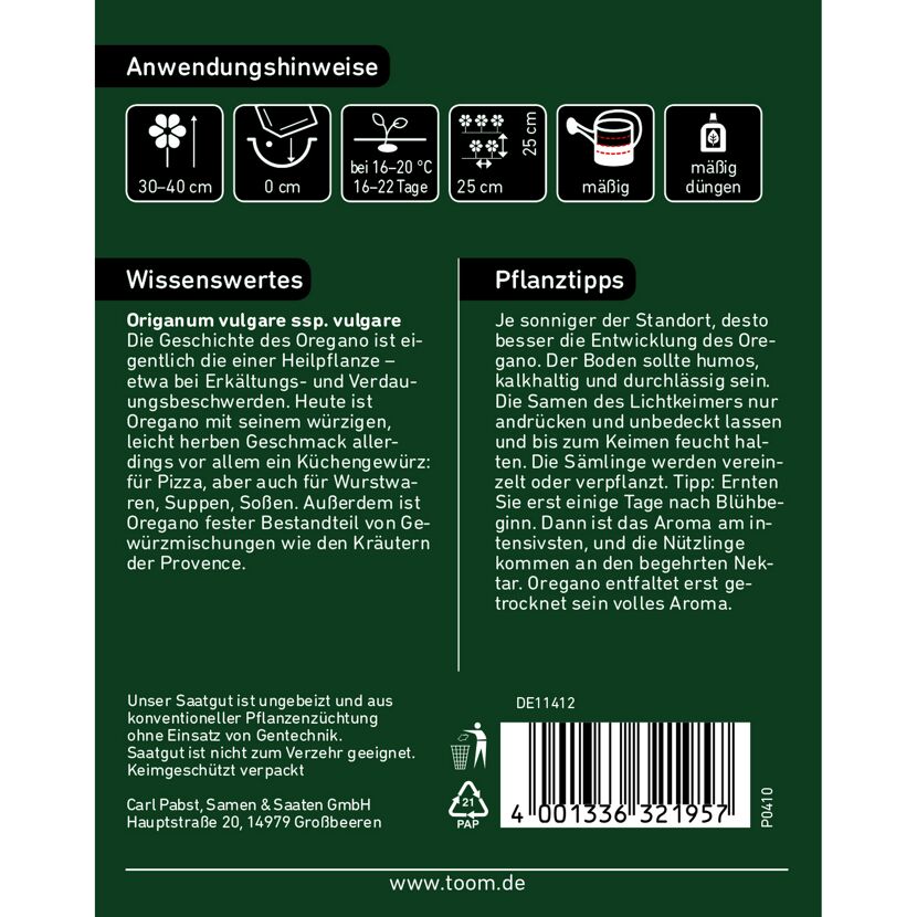 Oregano-Samen für den Garten