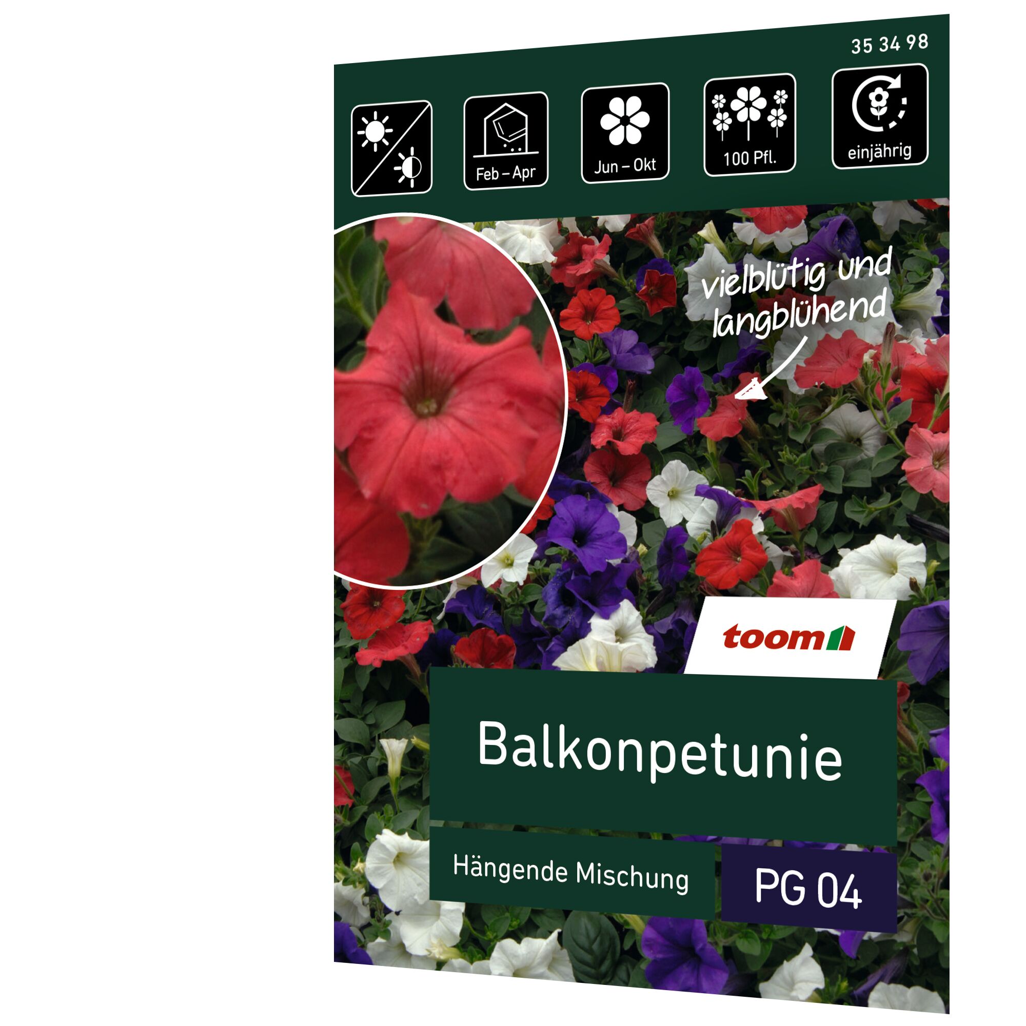 Bunt blühende Balkonpetunien Hängemischung